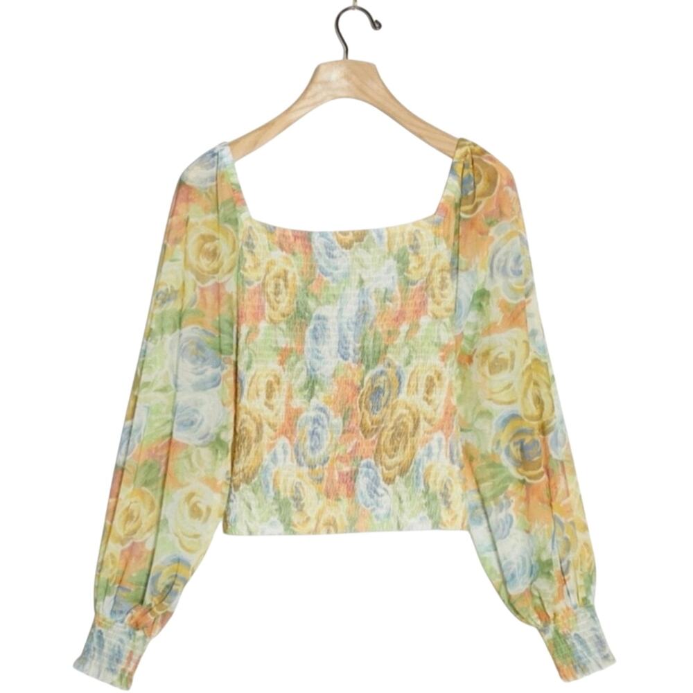 NWT Anthropologie Floral Rouen Smocked Top